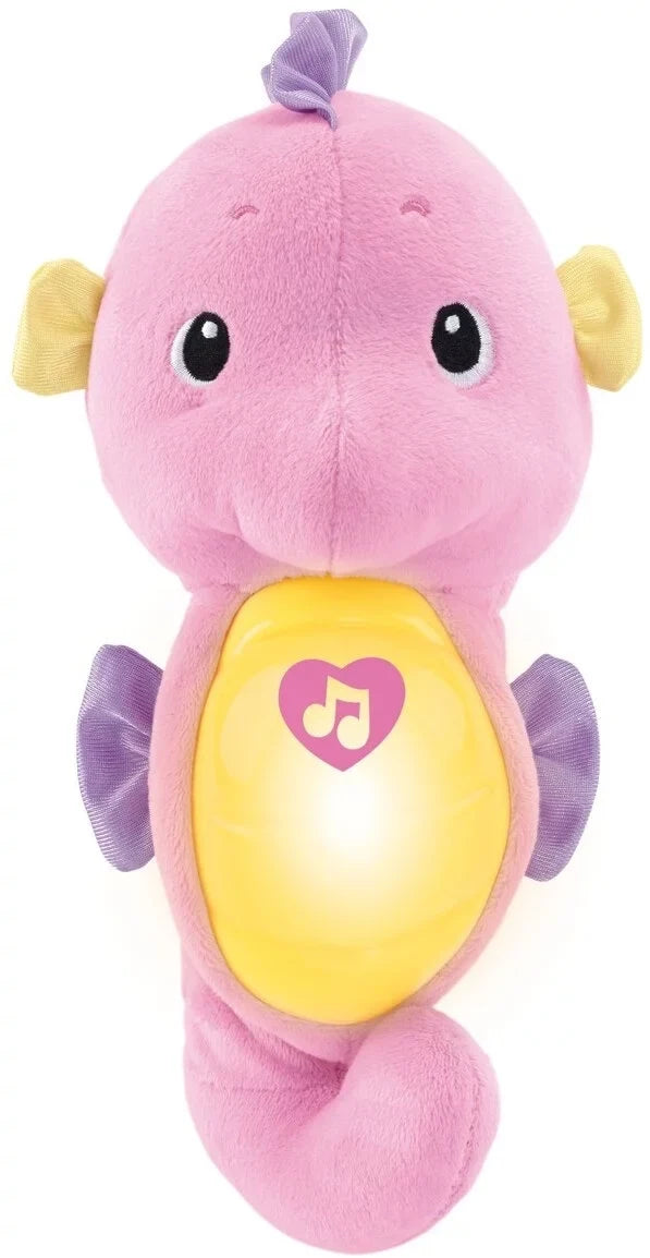 Plush Lights Ocean with for Toy and Seahorse, Soothe Pink Music, Glow Fisher-Price Sounds Baby &