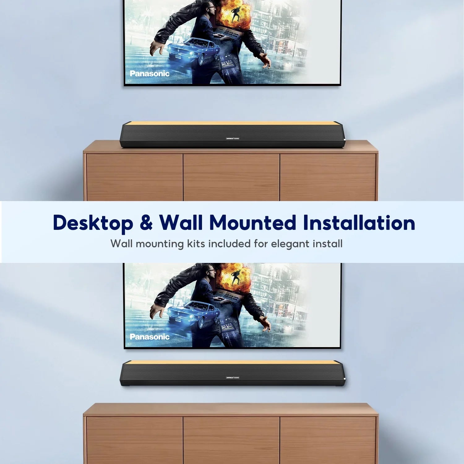 AUX Bluetooth TV 3 4 Optical 110dB HDMI-ARC, S03PRO 60W Home Audio AIYIMA System Connection, Theater Surround with USB Soundbar Bar 28-Inch Speakers, 5.0, Soundbar EQs, Coaxial for Sound