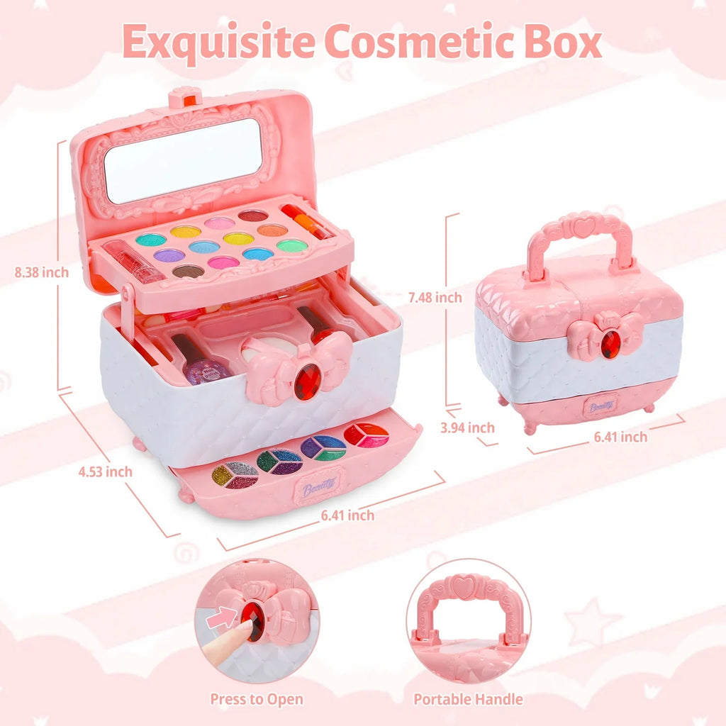 Kids Frozen 42 Makeup WATTNE Set (Pink) Girl & Non-Toxic Pcs Gift for Makeup Real Toys Kit for Christmas Old Washable Year Set, Girl Cosmetic Safe Toddler Kit, & 3-12 Makeup Kids Birthday Makeup