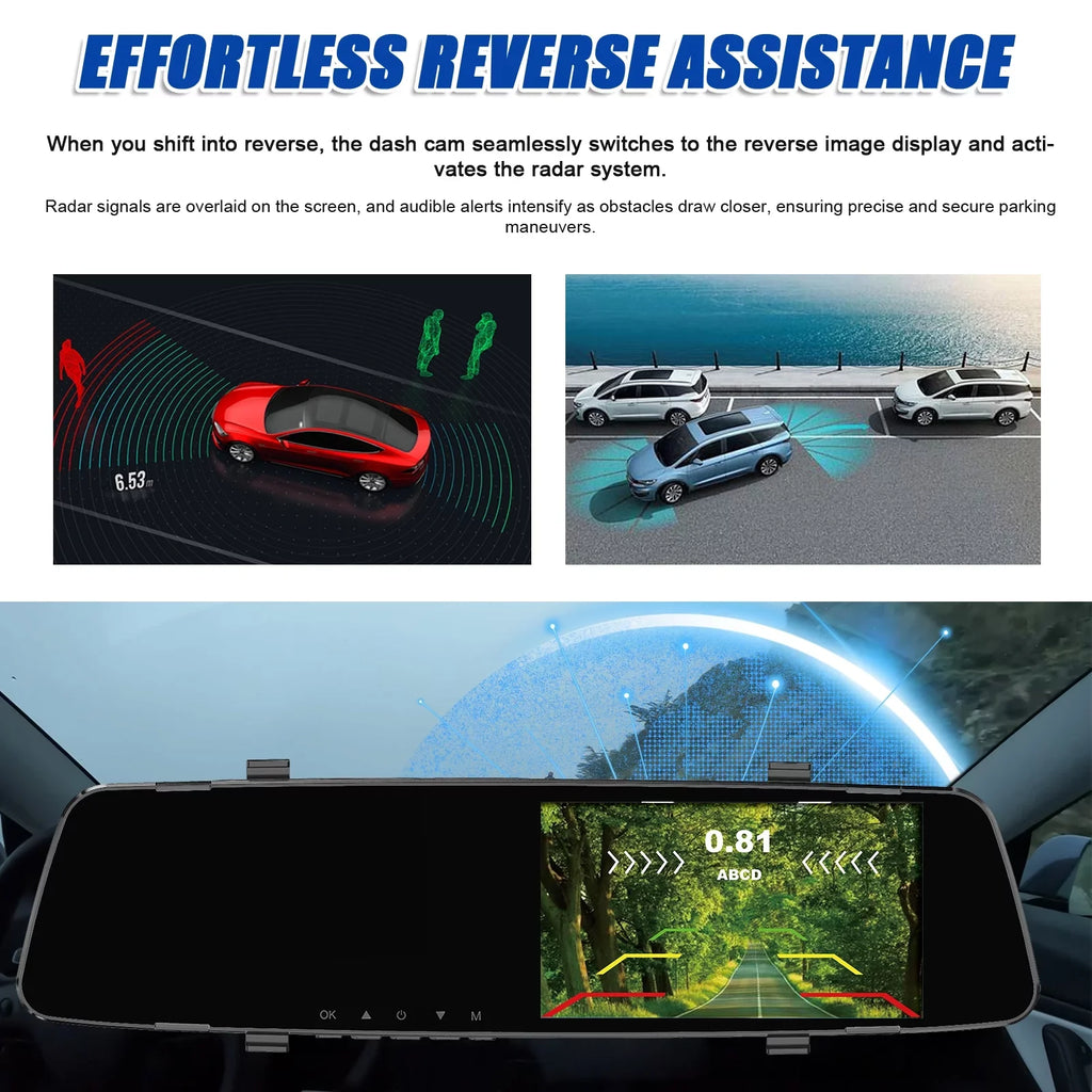 Dazzduo Screen Dual Support Radars Cam Inch Rear Rear Screen Camera Dash 4.3 Rear Dash DVR Reco 4.3 Rear 4 Dual Dash Reverse Reverse Dash Inch Radars Inch Radars 1080P Camera,Camera Camera