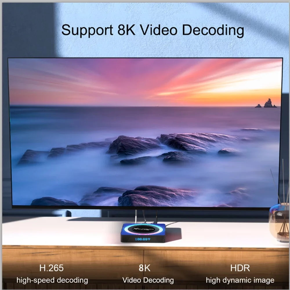 Band TV 4GB Ultra Ethernet 2.4G/5.8G ROM HD Android USB3.0 BT5.0 Quad-Core WiFi6 32GB RAM 1000M HDR10+ Dual 13.0 8K Box