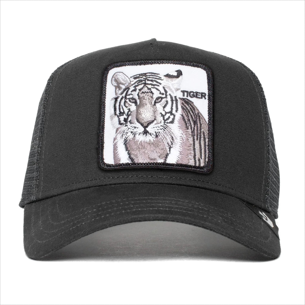 Black Snapback Hat, Unisex The Farm Trucker Original Adjustable Goorin Tiger), (White Bros. One Size