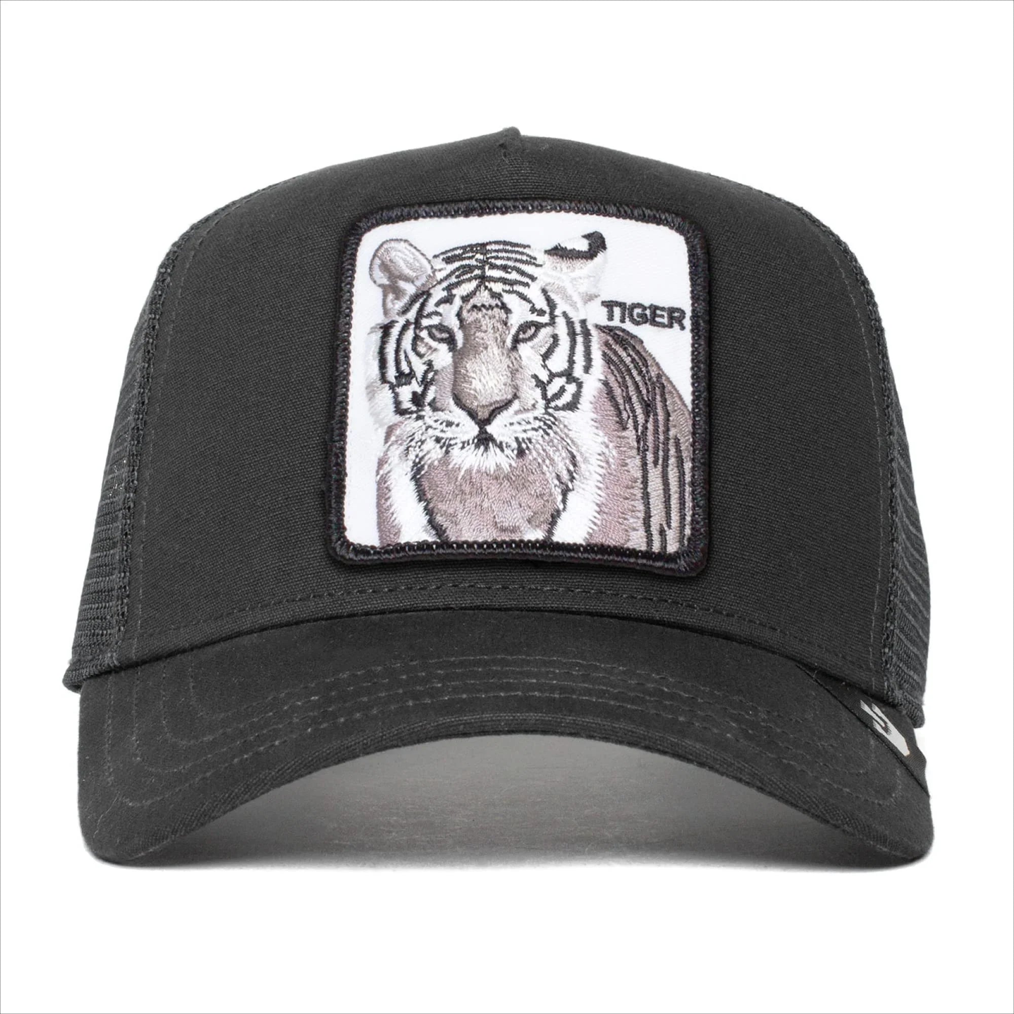 Black Snapback Hat, Unisex The Farm Trucker Original Adjustable Goorin Tiger), (White Bros. One Size