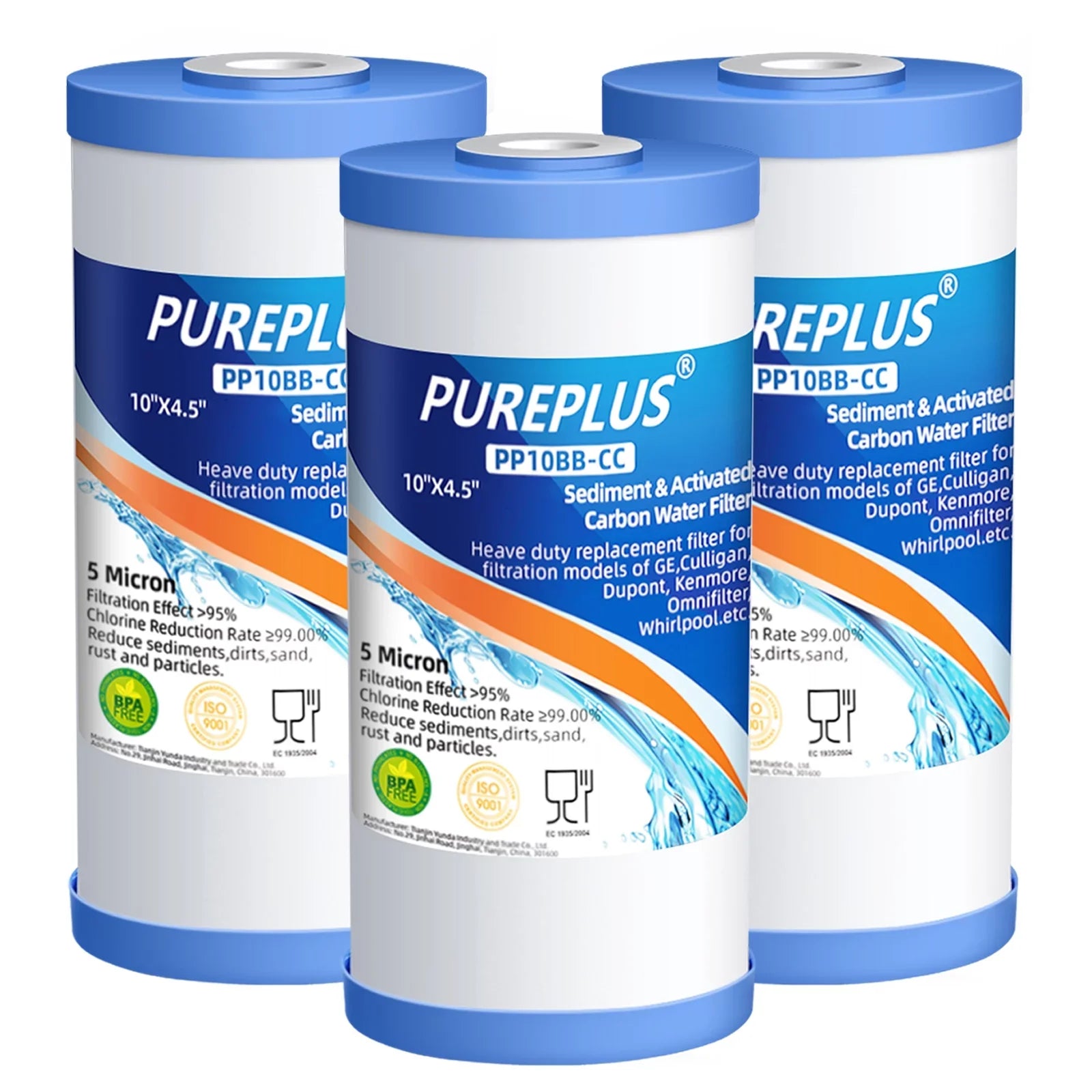 5 RFC-BBSA RFC-BB Pentek 4.5 Whole with Cartridge Water House 3Pack 10 x WRC25HD Sediment GXWH40L Compatible PP10BB-CC GNWH38S GXWH35F and GE Culligan Filter PUREPLUS Micron Carbon FXHTC