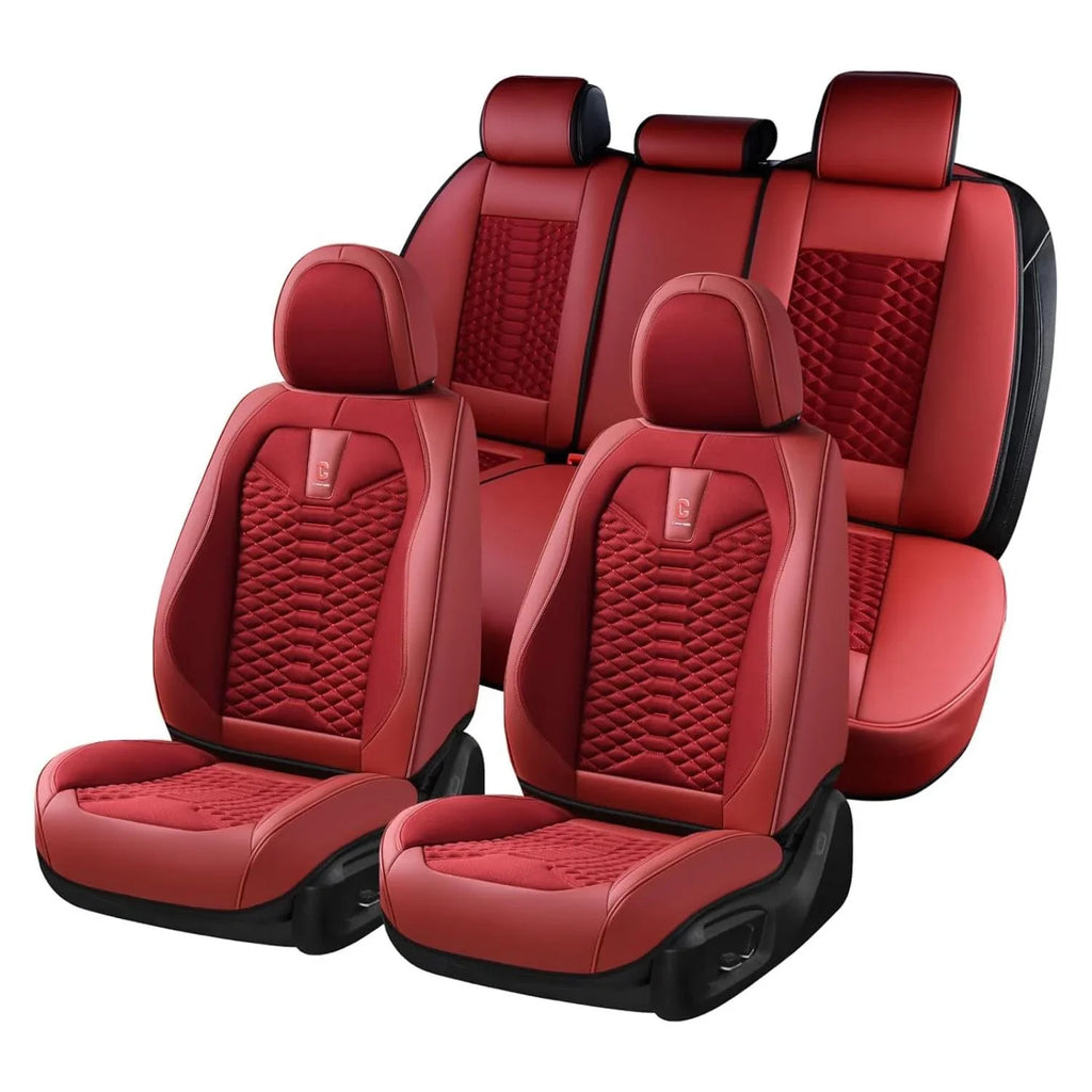 Most Seat Breathable Front SUV & Leather Auto Fabric Interior Sedans Car Back Car Fit Women, Seats Red for Pickup Seat Universal 5 Coverado Full Covers Set Trucks Protectors,