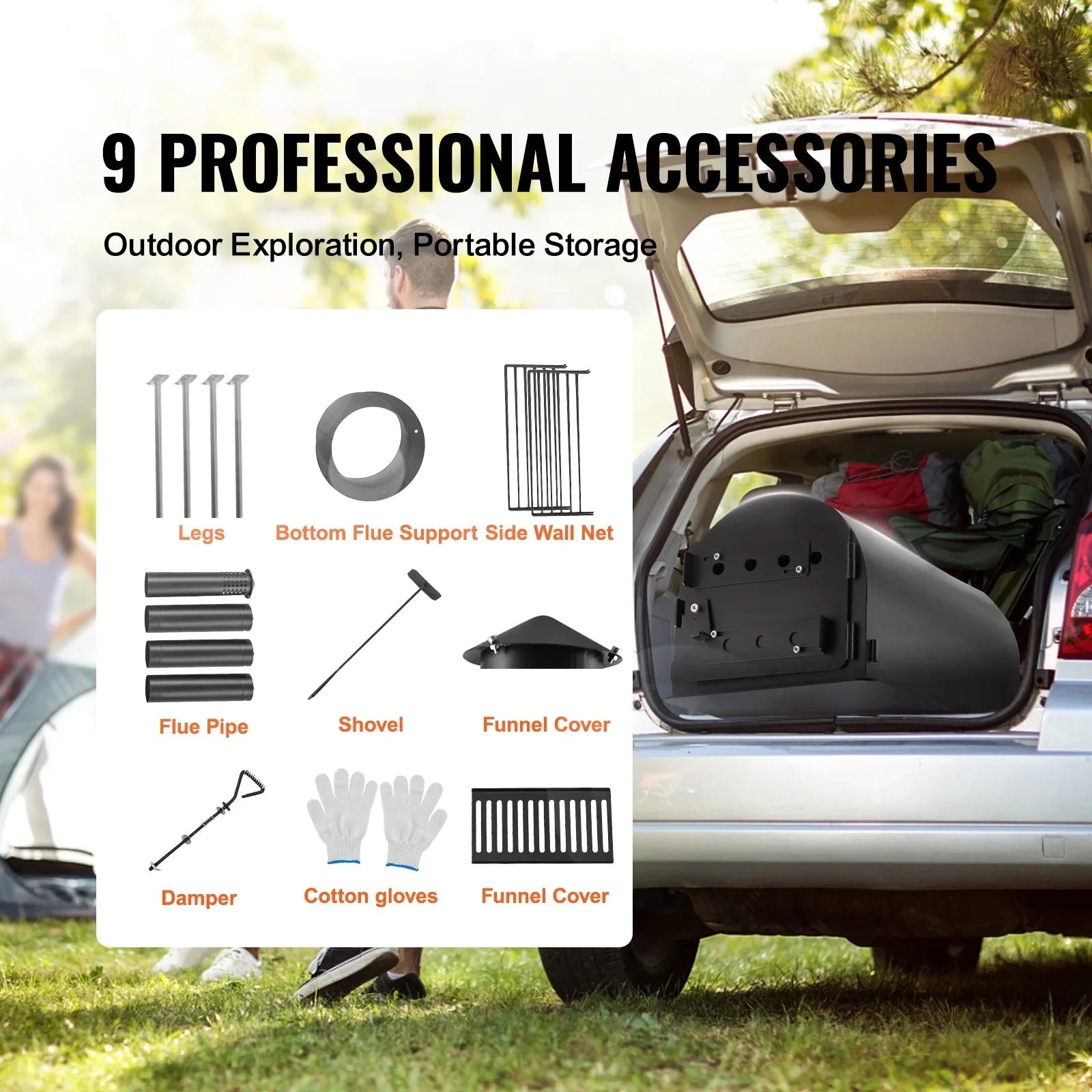 Camping in SKYSHALO Portable Wood 118 Stove Hot Tent for Outdoor Stove Pipes w/ BBQ