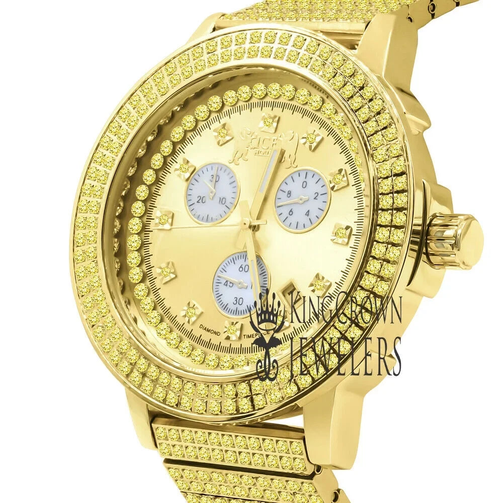 Diamond Watch Rodeo Dial Real Joe Steel Solid 54mm Canary Gold Mens Jojino Jojo Stainless Tone