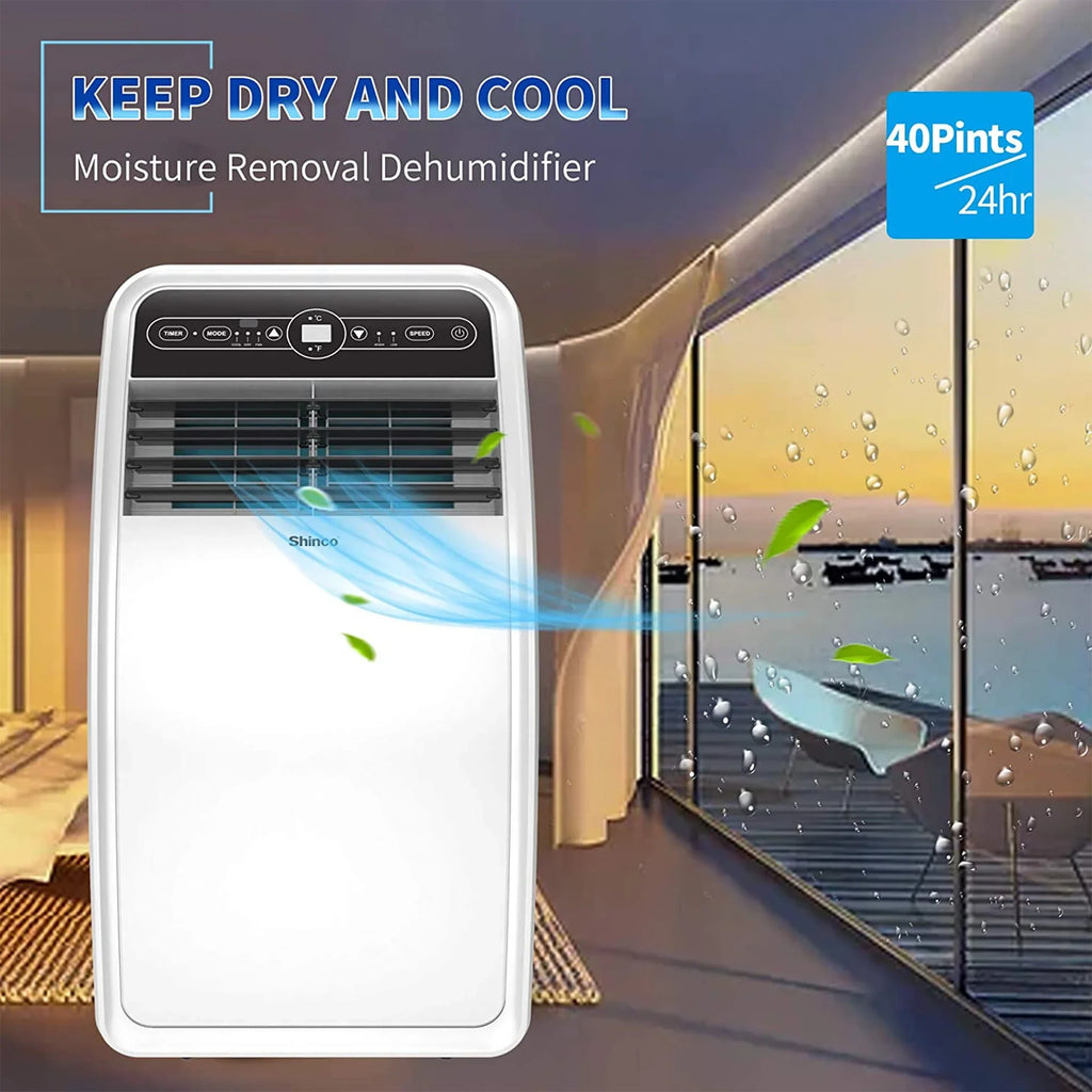 Portable AC 8,000 Unit, Fan and Dehumidifier, 200 for SqFt Shinco BTU Rooms