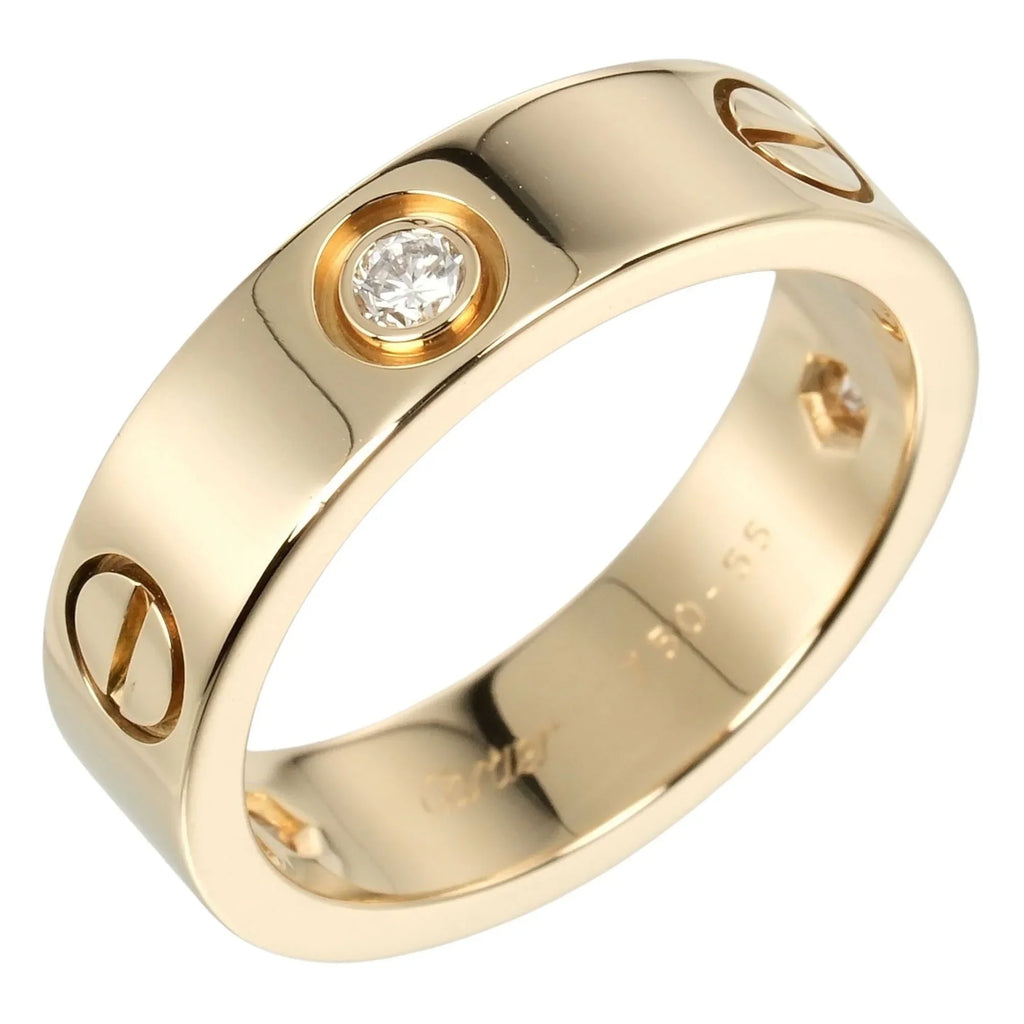 Love (Good) size 15 Pre-Owned diamond, half ring, approx. yellow K18 Cartier 3P, gold, 8.67g, I132124019