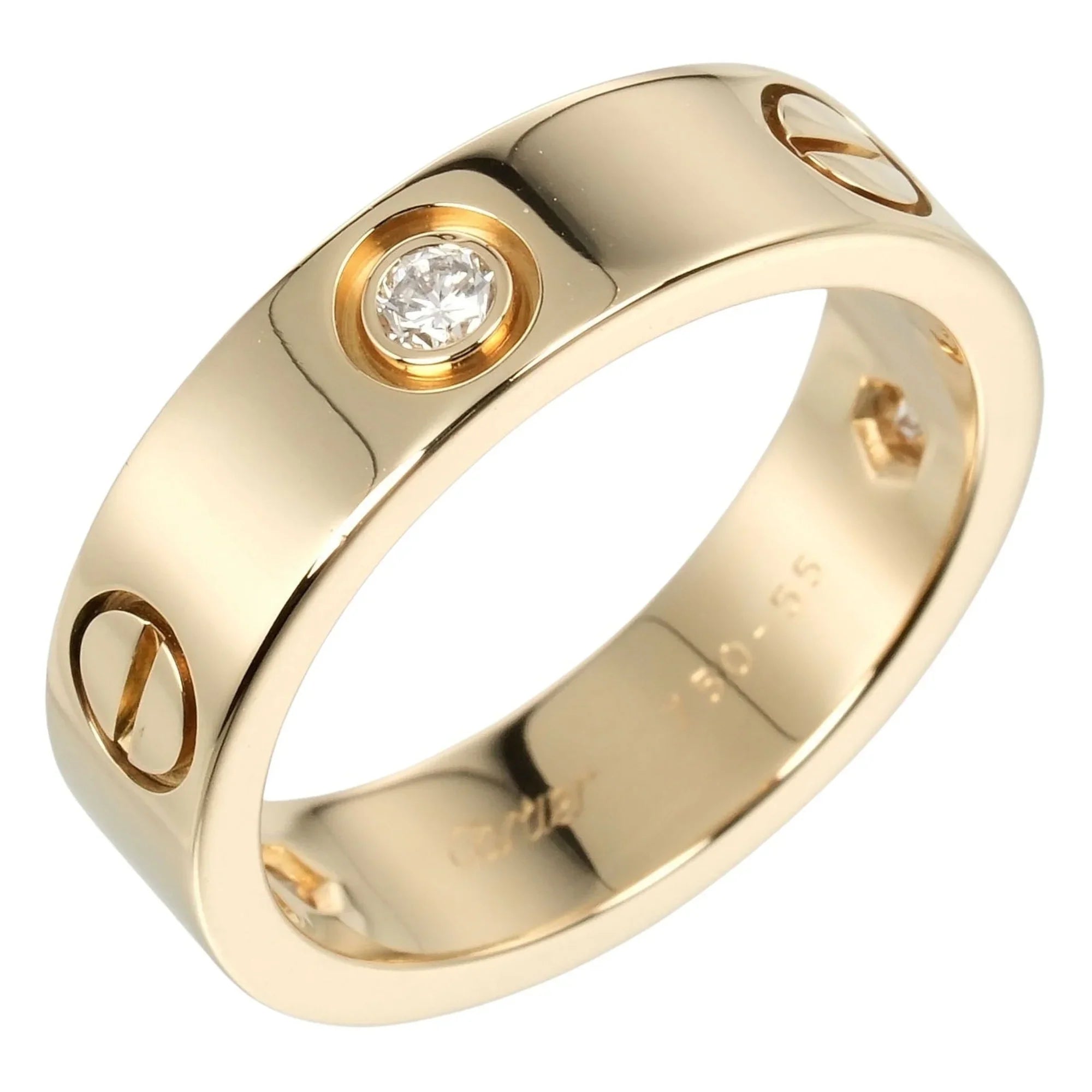 Love (Good) size 15 Pre-Owned diamond, half ring, approx. yellow K18 Cartier 3P, gold, 8.67g, I132124019