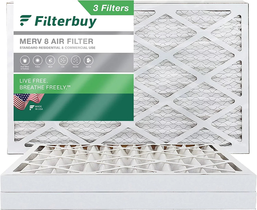Air Filters (3-Pack) Filterbuy HVAC Pleated MERV 16x25x2 8 Furnace AC