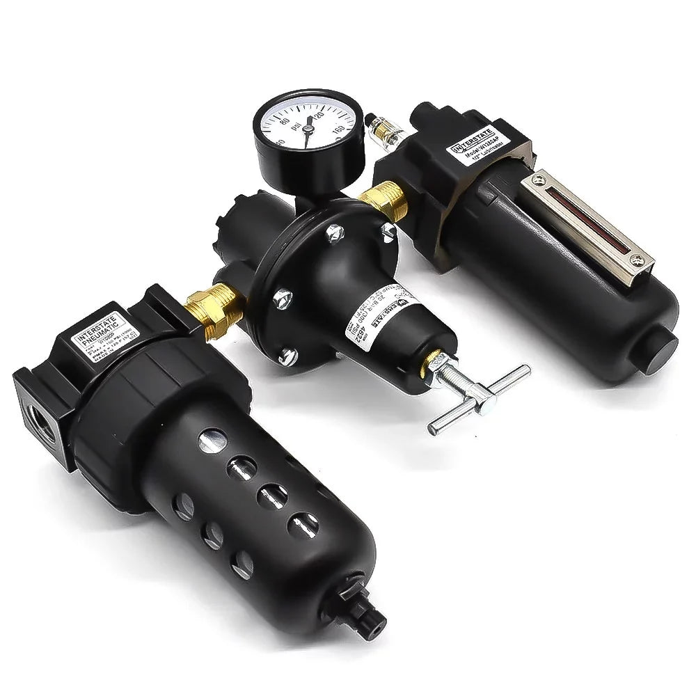 Regulator 1/2" Handle Integral Large Bowl a? Interstate Made - USA Lubricator Pneumatics Filter "T" Poly in Combo WC1081HDGP