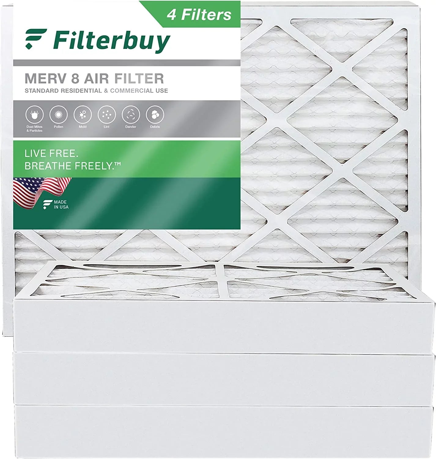 HVAC Filters Filterbuy 20x25x4 Pleated Air Furnace AC MERV (4-Pack) 8