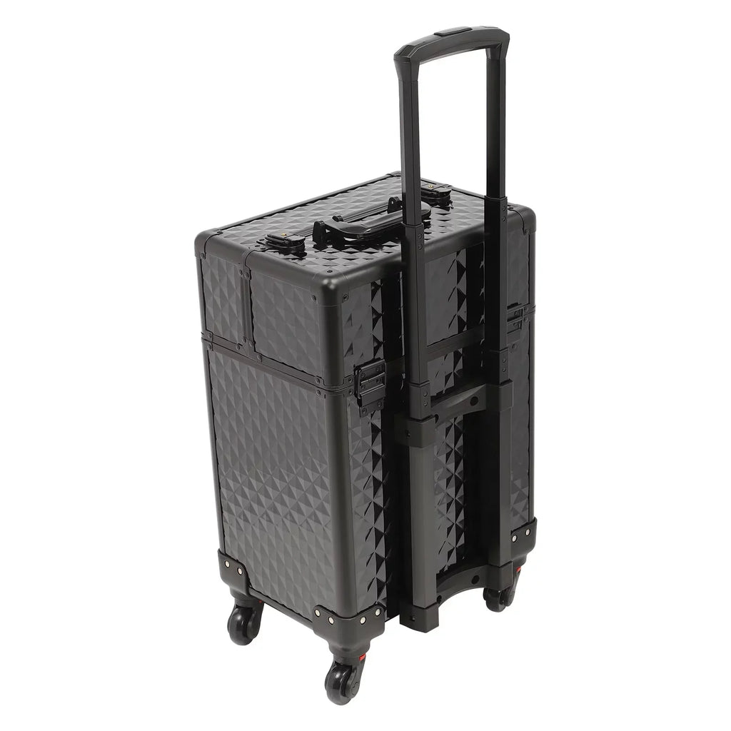 Trunk Case Rolling Nail Salon Cart Manicure Luggage Trolley Cosmetic Organizer Makeup Box Wheeled Storage Black Case Aiqidi Train