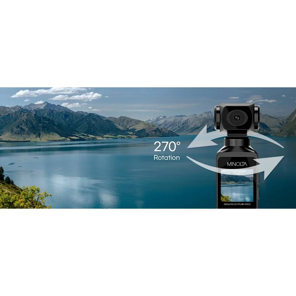 (Black) & 4K Waterproof Minolta HD Ultra Housing Pocket w/WiFi MN4KP1 Camcorder