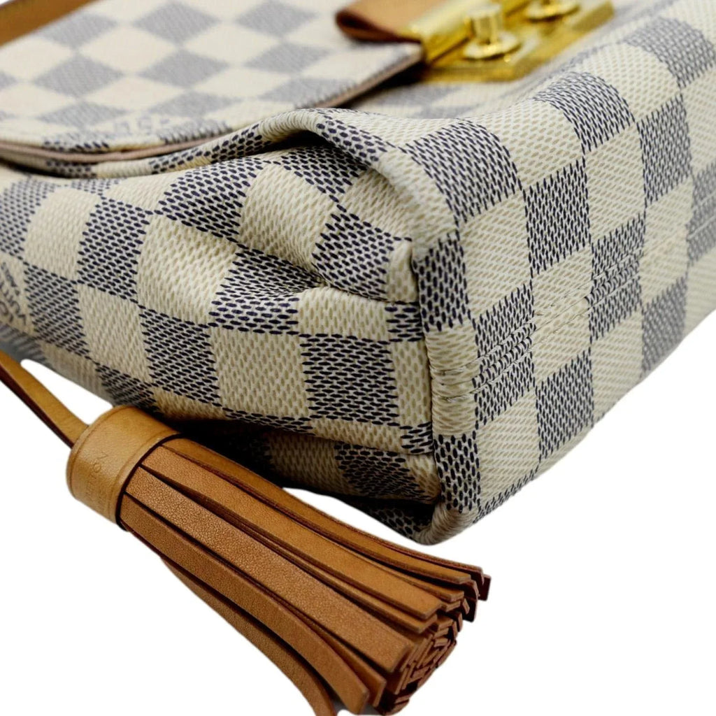 VUITTON Damier Pre-owned LOUIS Crossbody Croisette Bag Satchel White Azur