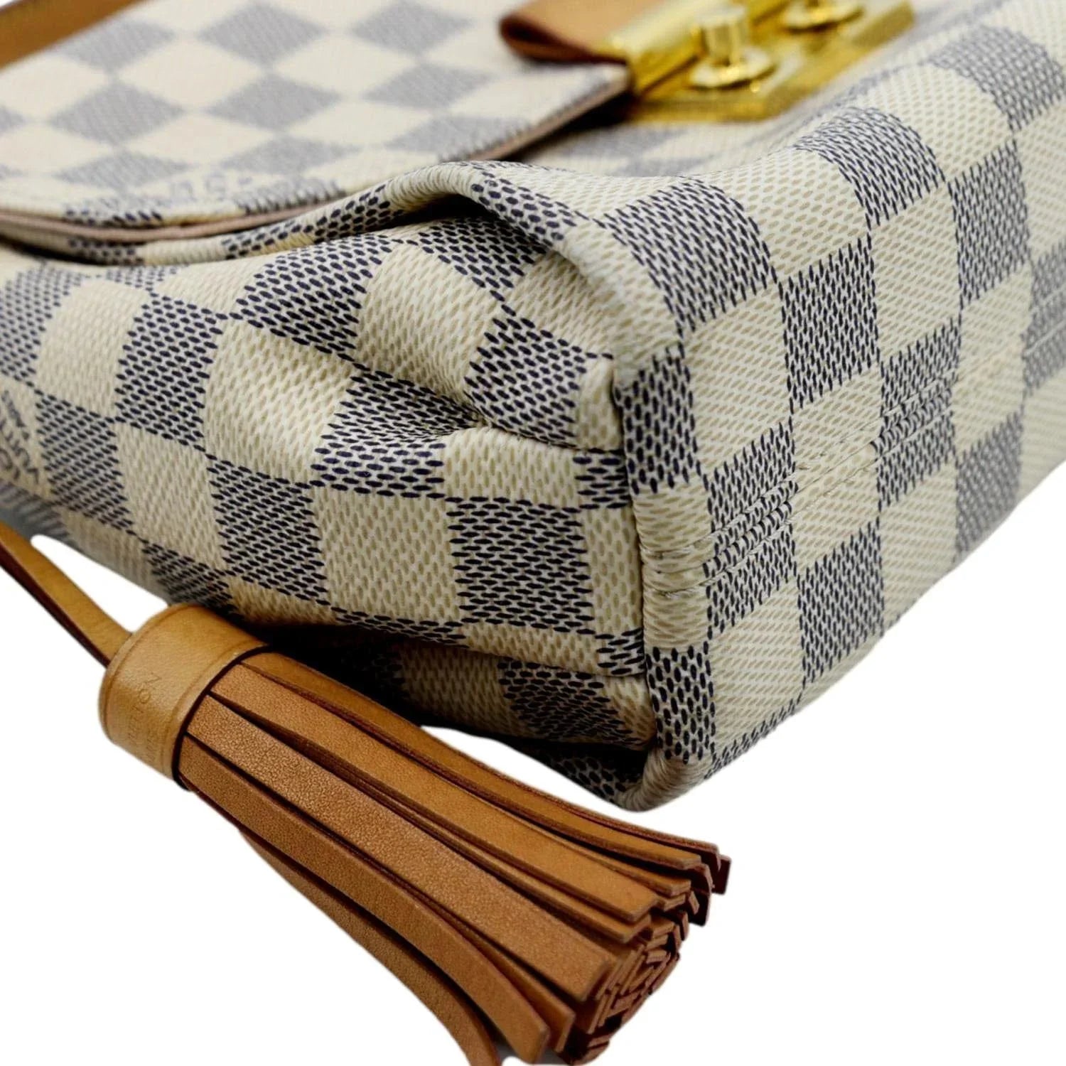VUITTON Damier Pre-owned LOUIS Crossbody Croisette Bag Satchel White Azur