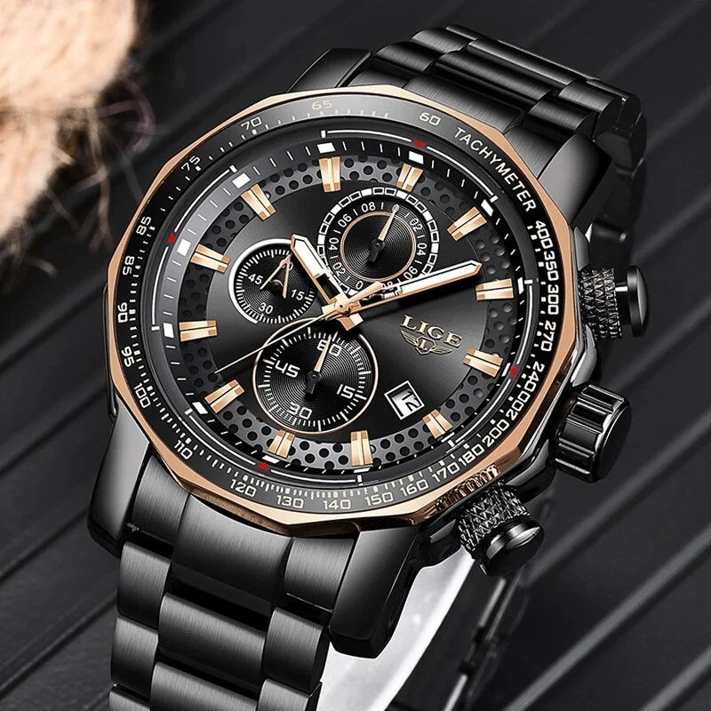 silver Big Watch white Full Steel Luxury Montre Top Mens Clock Quartz Men New Sport Homme Chronograph Dial Brand Watches Waterproof