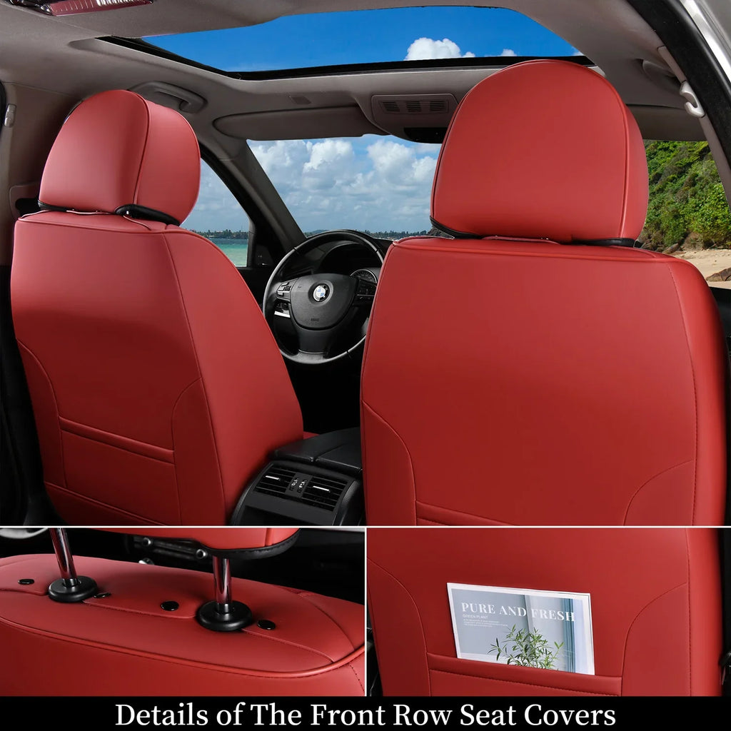 Most Seat Breathable Front SUV & Leather Auto Fabric Interior Sedans Car Back Car Fit Women, Seats Red for Pickup Seat Universal 5 Coverado Full Covers Set Trucks Protectors,