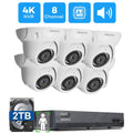 ONWOTE 4K NVR Synchronous 8CH with for System, Angle Wide Recording, 4K 6pcs POE Security Playback Channel 2TB 8MP 8 HDD Wired, AI 4K Human Cameras 8 Camera Channel Detection, Outdoor 24/7