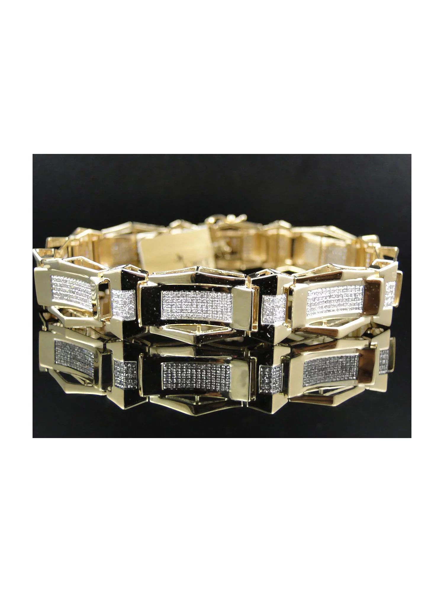 Bracelet Cut Mens 10K 8.5 Set Ct 3.1 Pave Genuine Gold White Inch Diamond Round