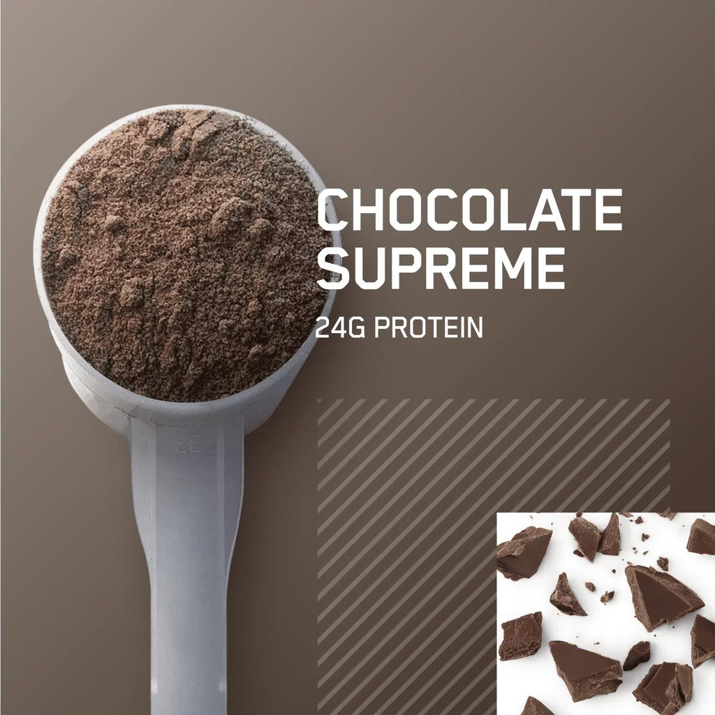 Protein Chocolate Optimum Nutrition, g 100% 24 Gold 25 1.87 Powder, Servings Supreme, Casein, Standard lb,