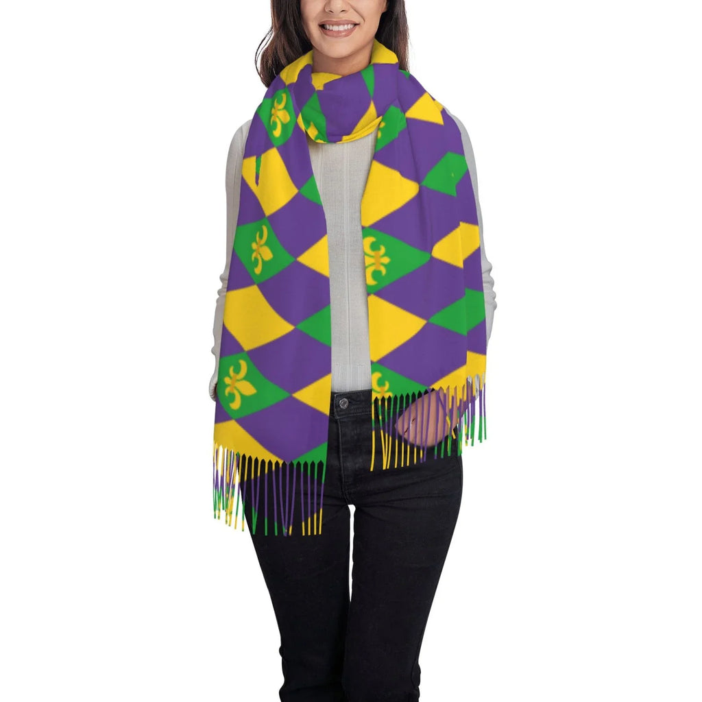 Women Scarves Feel Cashmere Bingfone Winter Gras Gifts- Warm Print Large Soft Mardi Scarf For Art Wrap Elegant Shawl