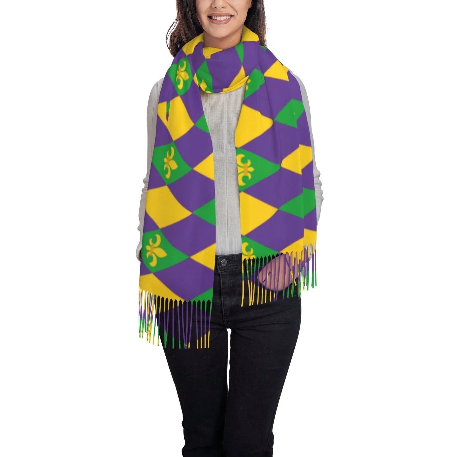 Women Scarves Feel Cashmere Bingfone Winter Gras Gifts- Warm Print Large Soft Mardi Scarf For Art Wrap Elegant Shawl