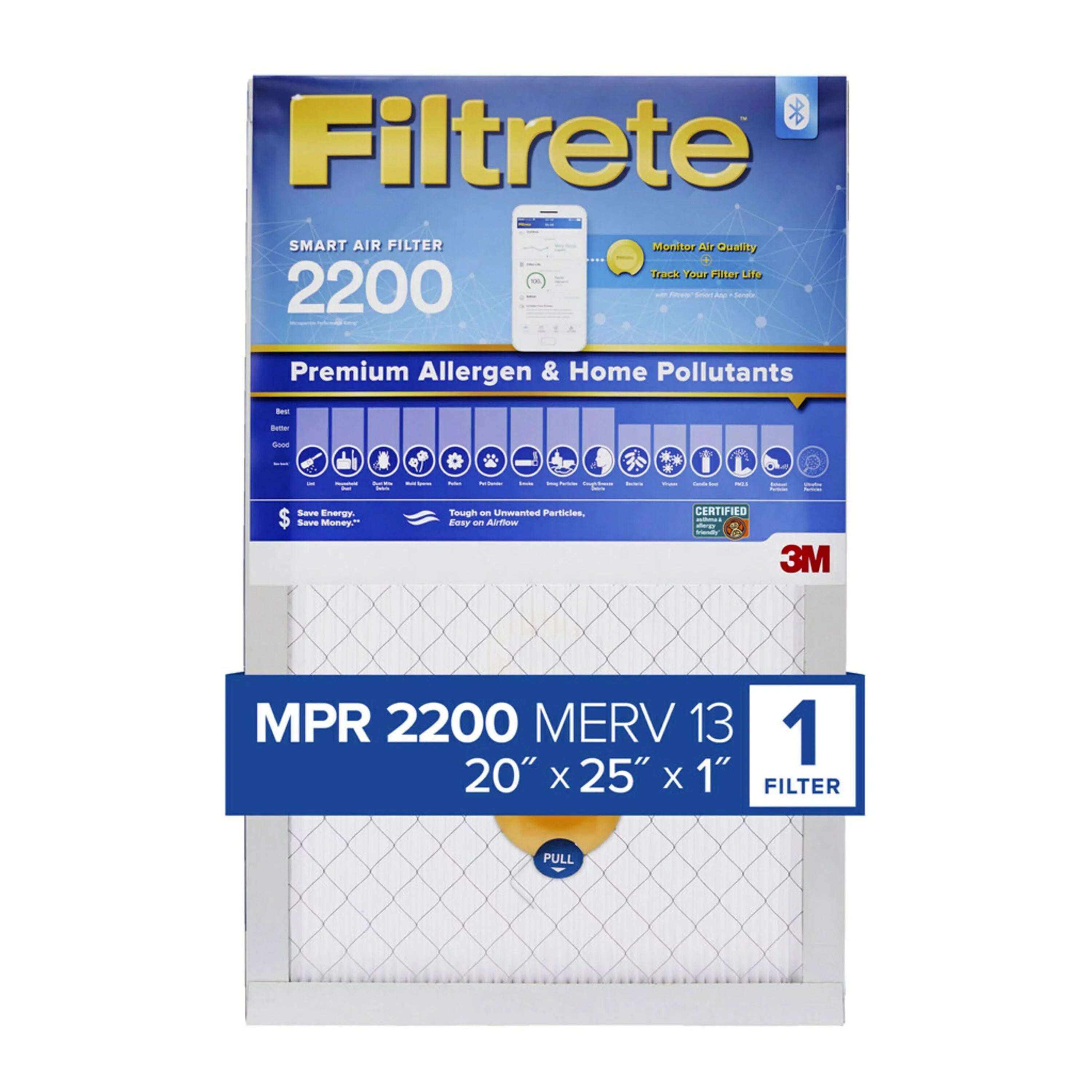 1 Allergen Filter, 1 & HVAC inch MPR, Home x and Premium Air Pollutants Furnace x Filter Filtrete 25 2200 20 Smart