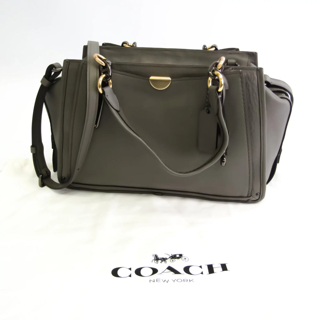 Shoulder (Good) Gray Coach Handbag Leather Bag Womens Pre-Owned