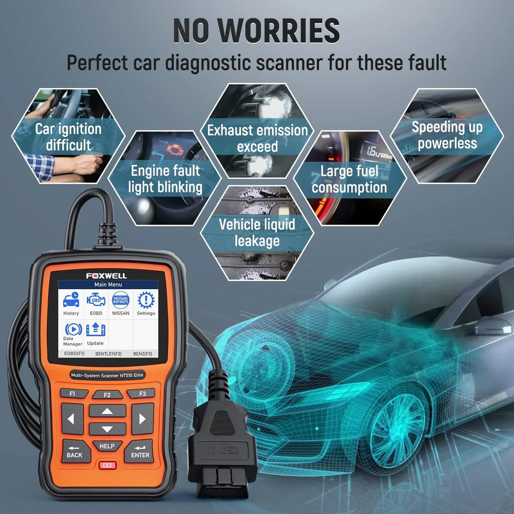 Registration Scanner SAS Scanner with Code NT510 EPB Tool Oil Reader Scan Elite Professional Bi-Directional for TPS OBD2 Car Foxwell Fits Reset Battery OBD2 All Tool Infiniti Nissan Diagnostic System