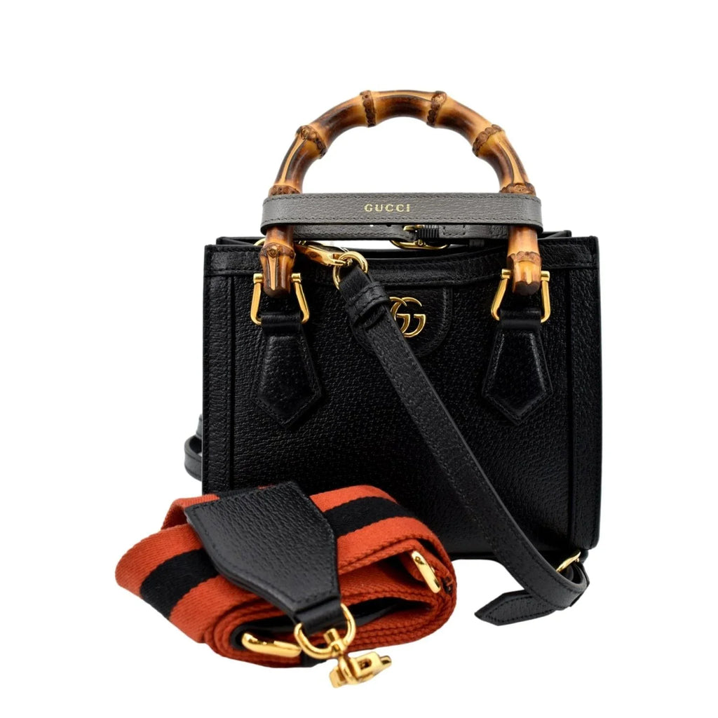 Mini 702732 GUCCI Bamboo Diana Pre-owned Tote Black Leather Bag