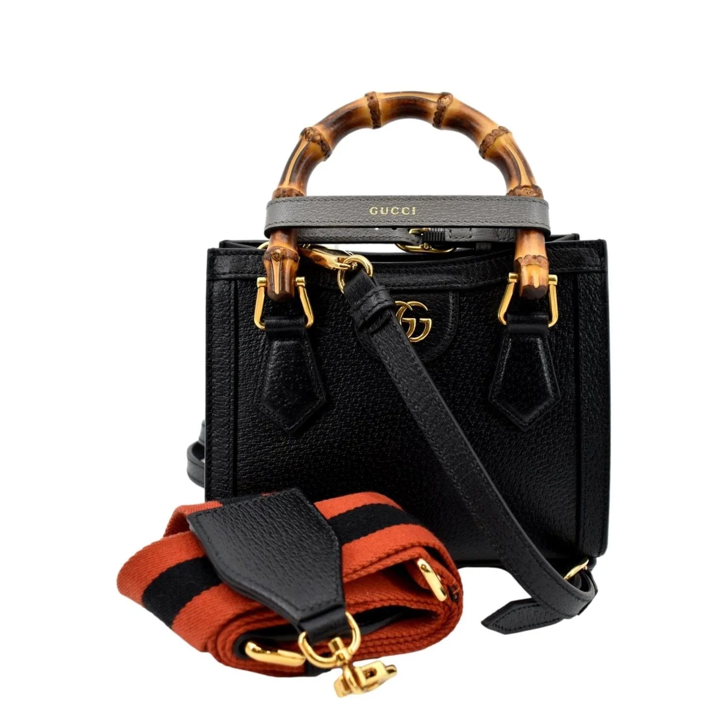 Mini 702732 GUCCI Bamboo Diana Pre-owned Tote Black Leather Bag