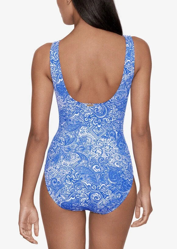 Lauren Ruffled One-Piece Tummy-Control Printed Swimsuit Ralph