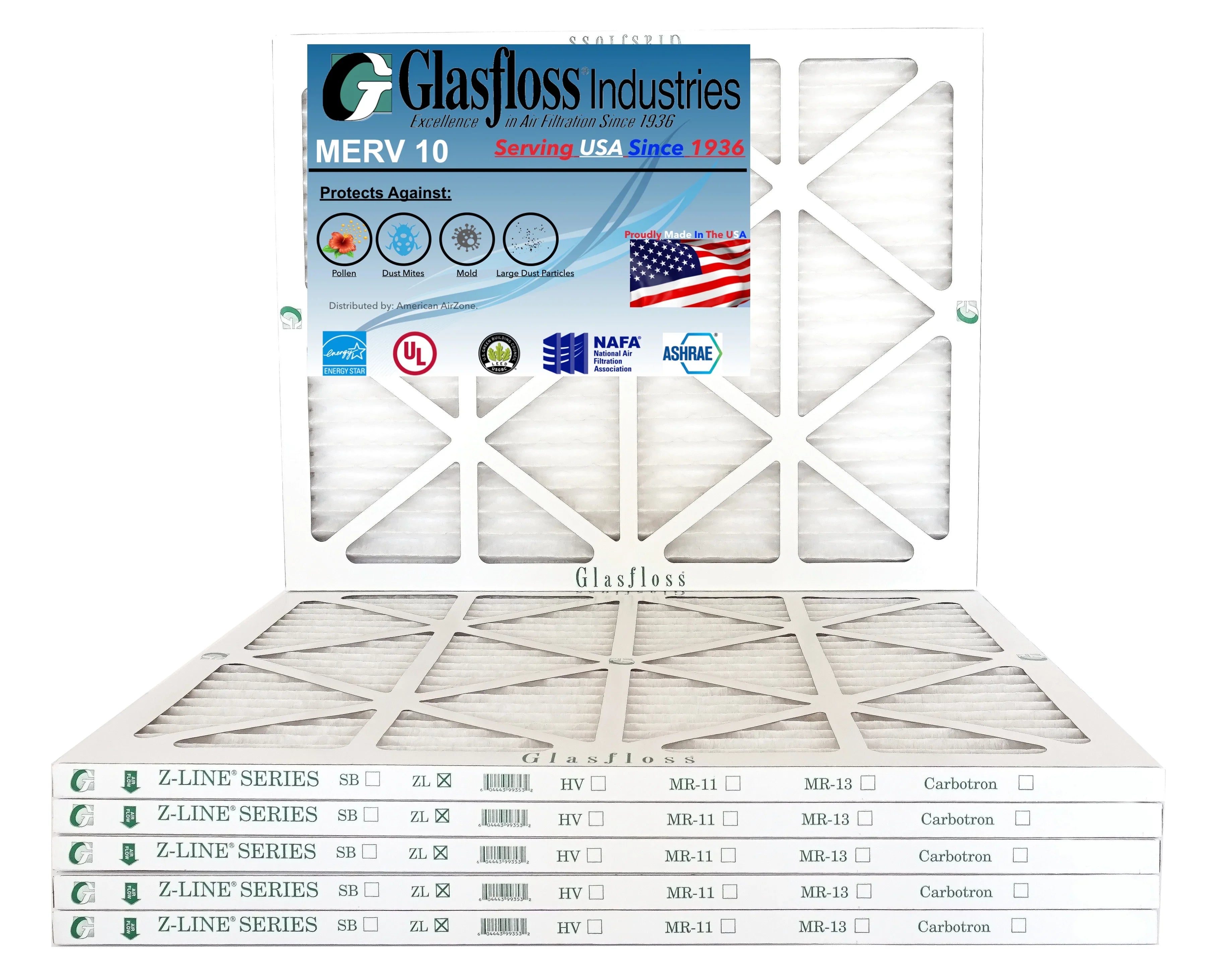 '-Qty:6 inch) Made 25.5x7/8 - - 21.5 Furnace in (Actual - Glasfloss x 22x26x1 MERV USA Air 10 Filter Size: