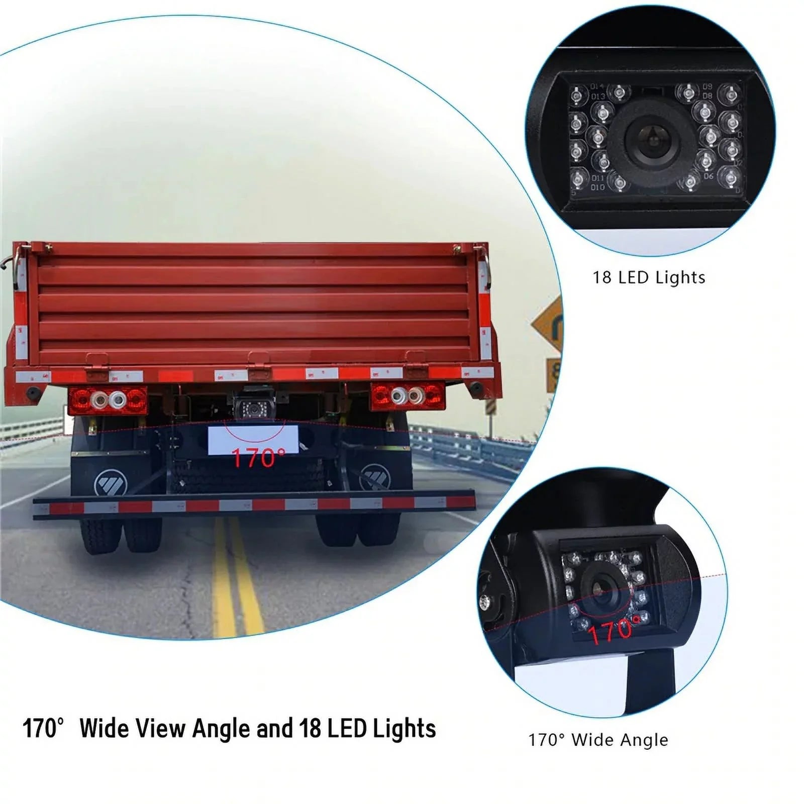 Van RV Car feet Truck for cable Car Monitor Bus parking system TFT camera IR with reverse Vision+32 7inch LCD 12V/24V Night 18 LED