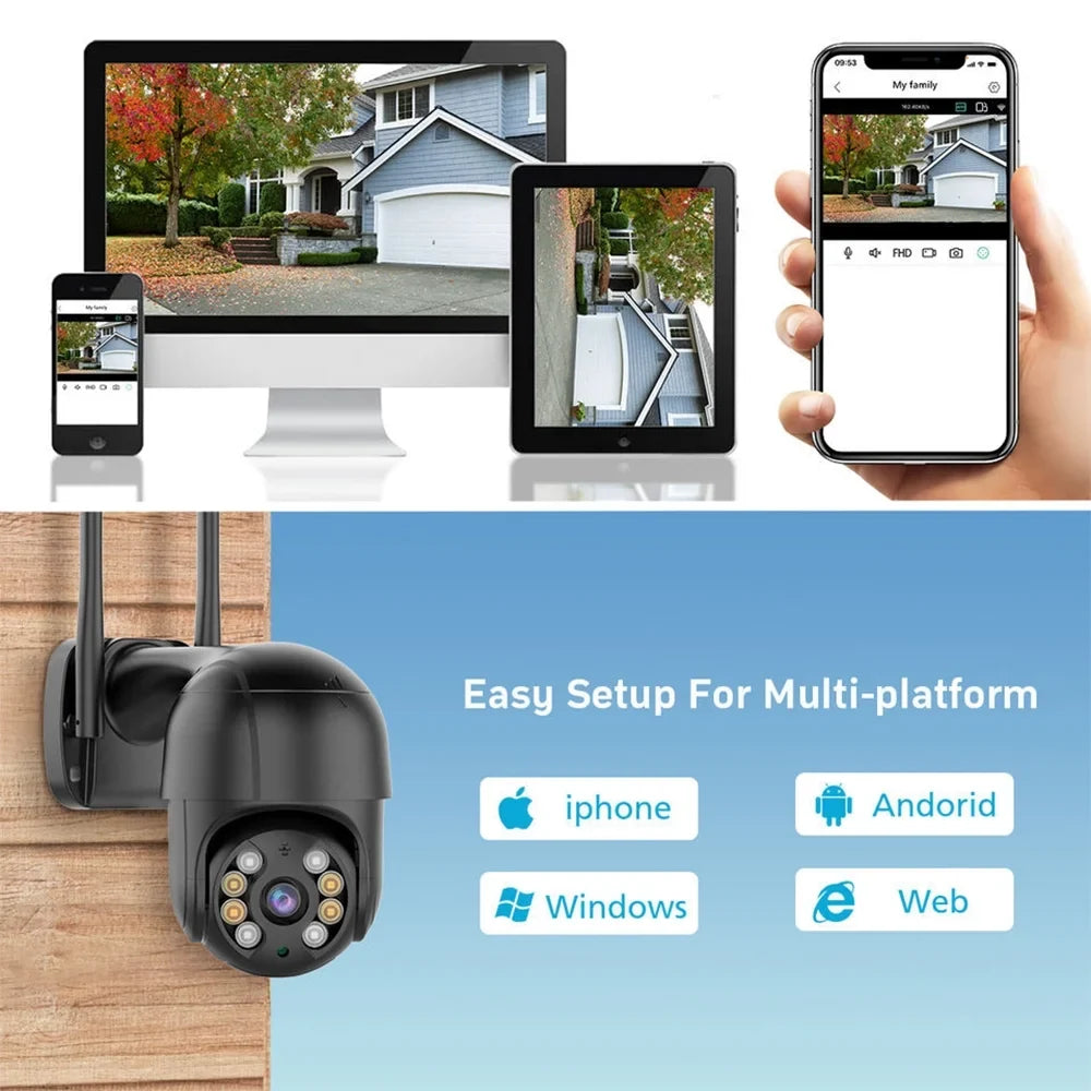 with Motion for Camera Full Cameras Pan/Tilt Wifi Vision, Outdoor, Wireless Security Color Night 2.4G Surveillance and Multi-Platform Audio, 4MP LISUEYNE 2-Way Siren, Detection