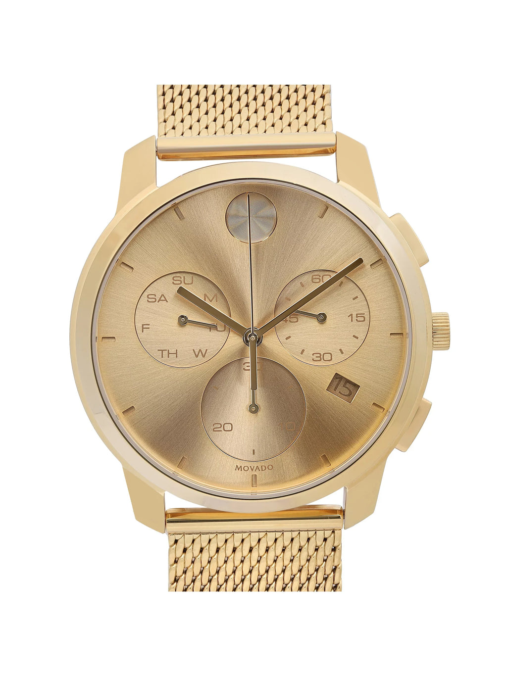 3600634 Bold Steel Champagne Thin Quartz Gold Watch Dial Movado Chronograph Tone