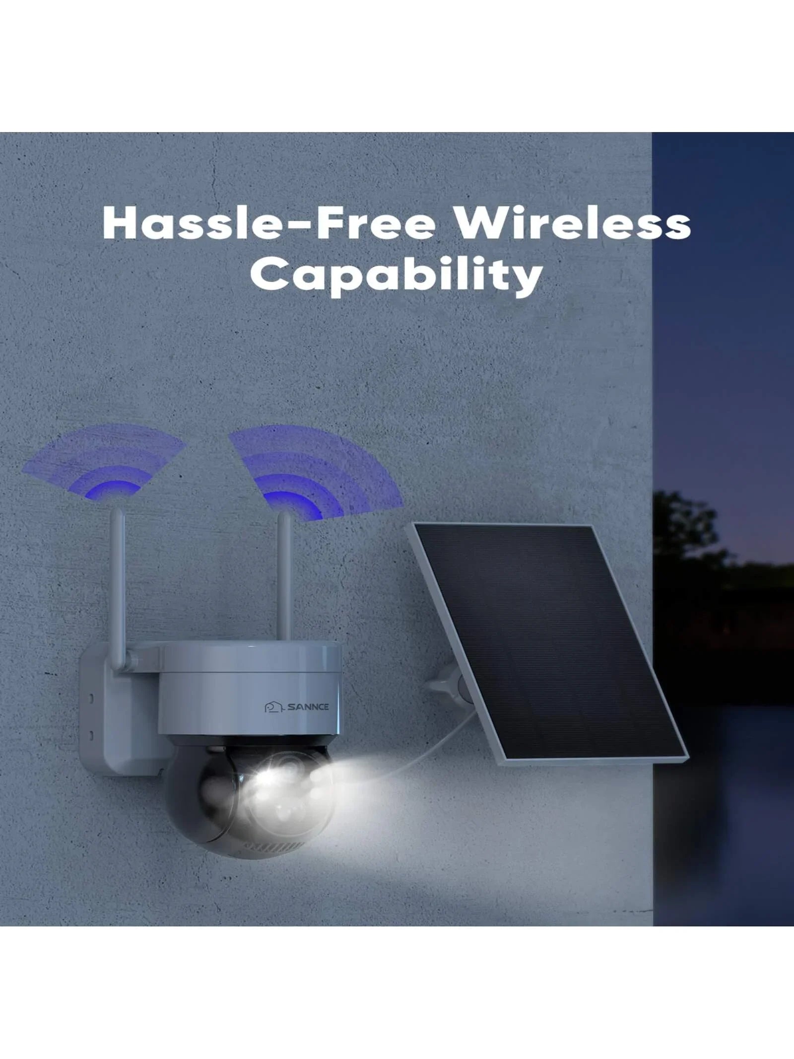 Battery WiFi Security Camera Wireless Cameras Camera Panel, Home Color Surveillance 2K Night Detection Solar Powered SANNCE Audio, Solar Outdoor, for 360Â°PTZ Security, Vision, Motion with 2 Way