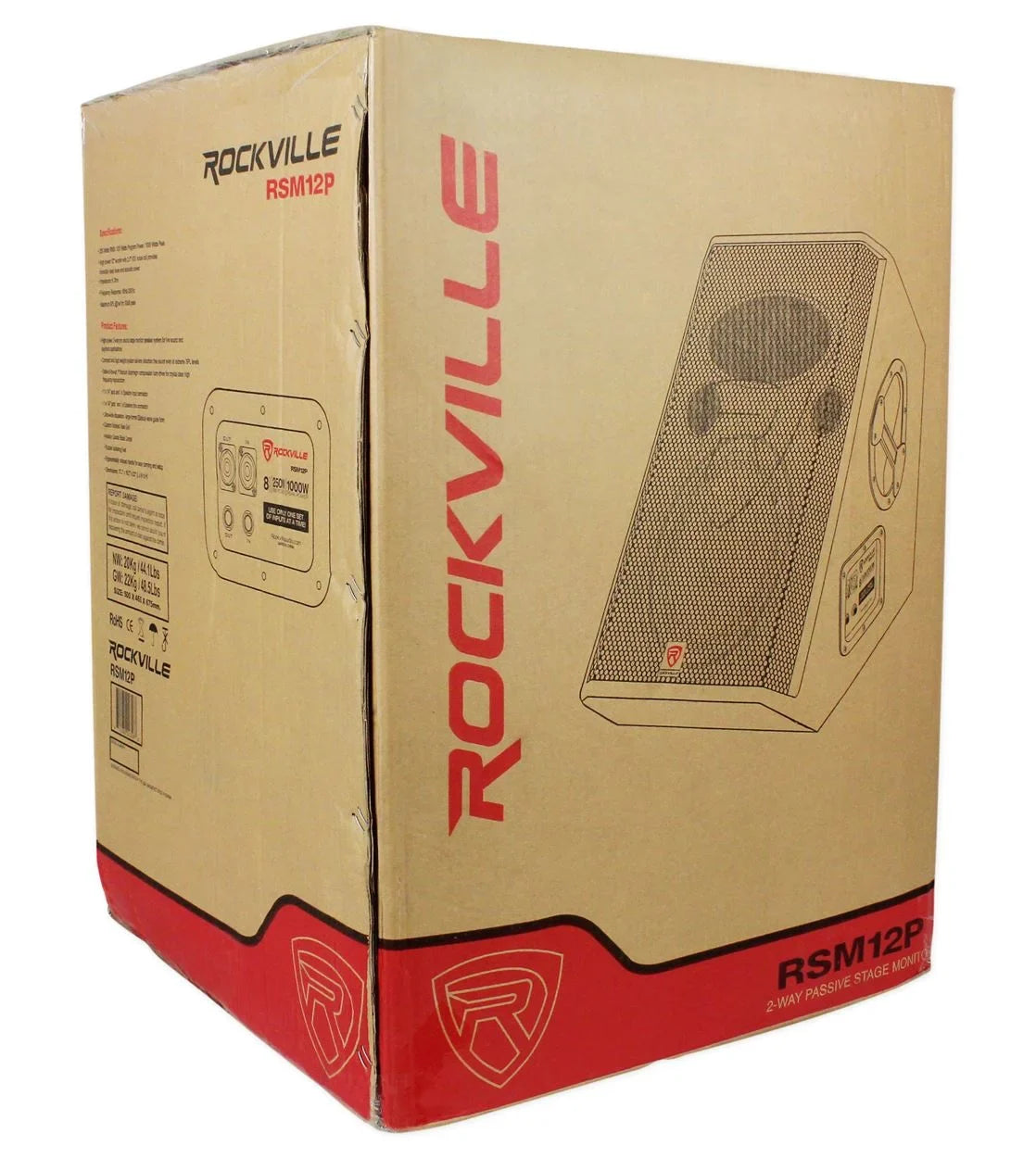 12" Stage Monitor 1000 Watt Rockville Passive Floor RSM12P 2-Way Speakers (2)