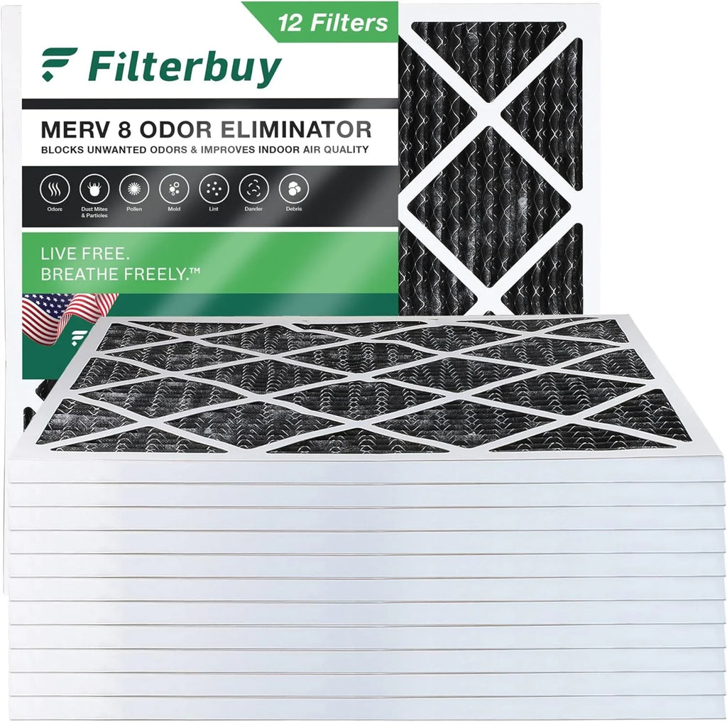 Odor HVAC Carbon Furnace MERV with Filters Pleated Eliminator Air (12-Pack) Activated AC Filterbuy 8 12x12x1