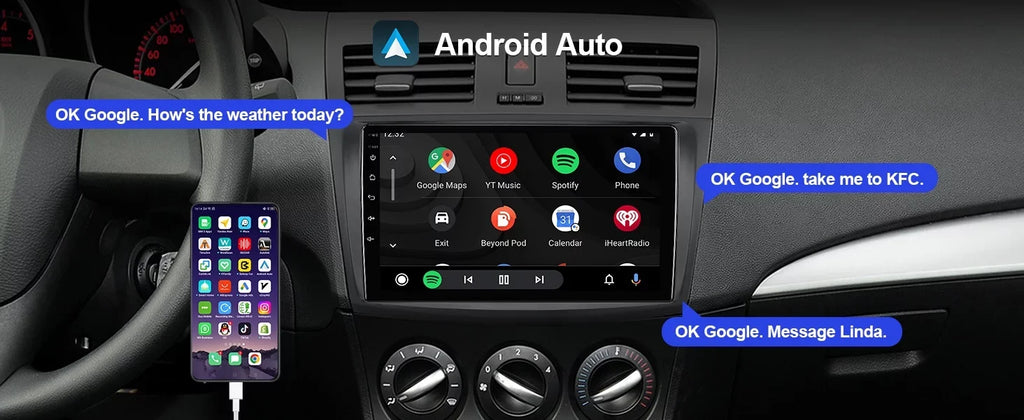 Wheel Car Din 9 Double for with Inch 3 2012 2013 Carplay/Android stereo Mazda 2+32G Radio 2010 TouchScreen Camera 2011 Control Wireless Android Backup Auto/GPS/Bluetooth/FM/AUX-in/Steering 10 Built-in
