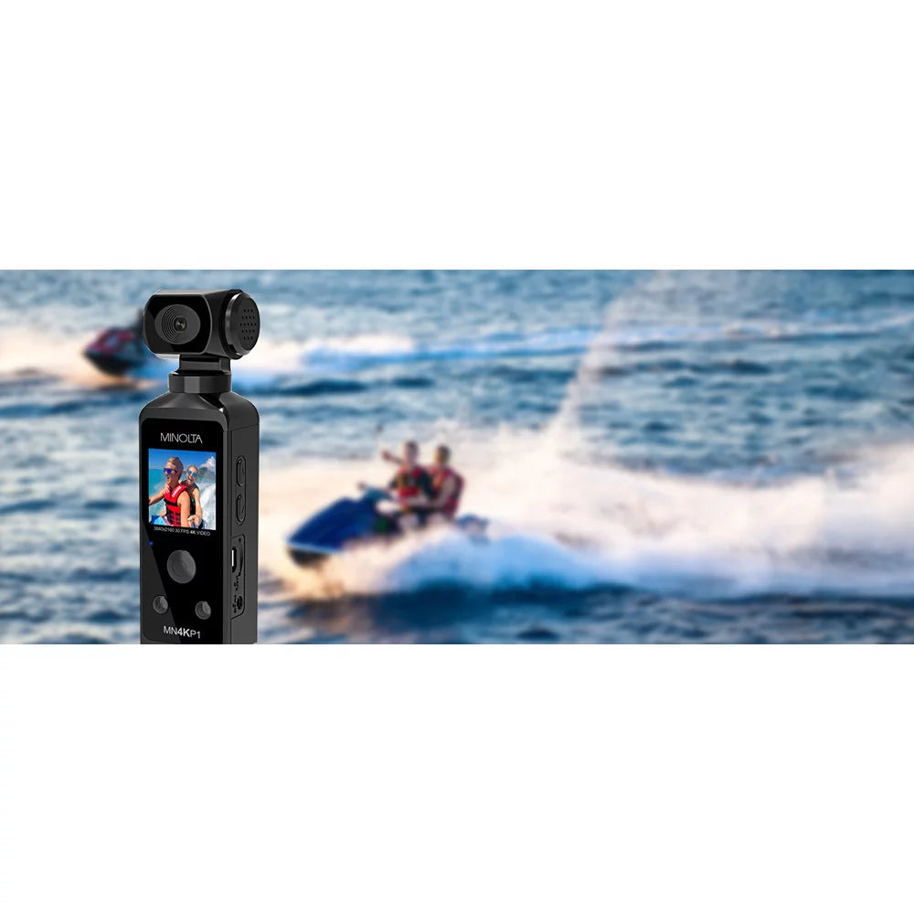 (Black) & 4K Waterproof Minolta HD Ultra Housing Pocket w/WiFi MN4KP1 Camcorder