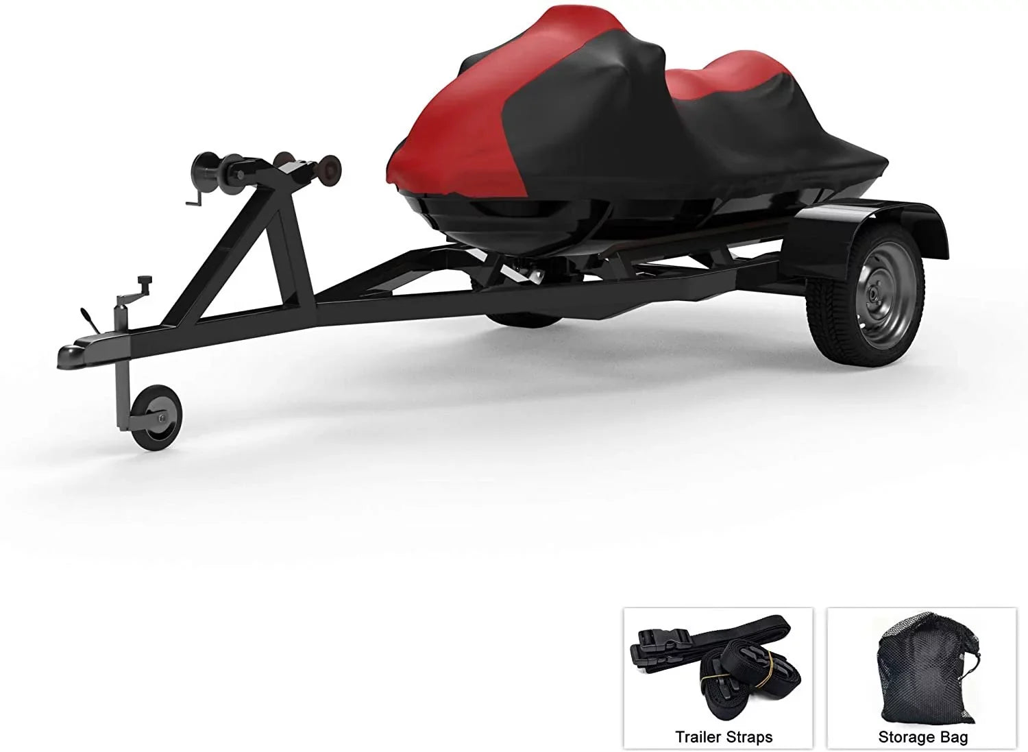 Rain, Trailer Covers Bag UV RED/Black and Color Protects Weatherproof Straps - Storage Jet All VX-C Yamaha - for Rays, - Sun, More! Ski Weather 2021 Trailerable - Includes from and
