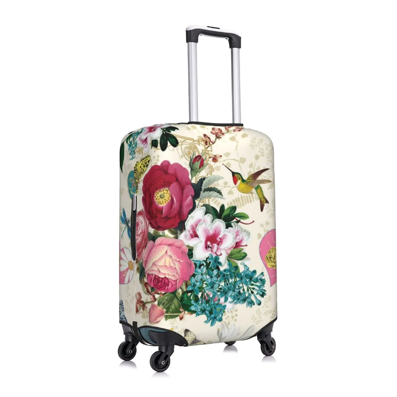 Easygdp inch Protective Rose Cover Luggage Butterfly with Elastic Print Zipper Suitcase 18-32 -Medium and Washable Bird Fits Hidden