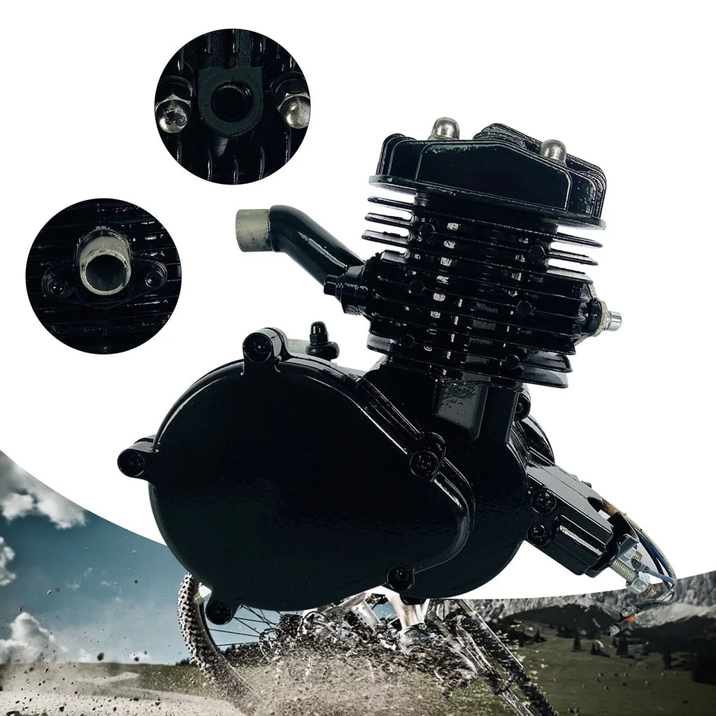 Motor Bicycle Air-Cooled Engine Bike Black Gas Petrol 2-Stroke 80cc Full Motorized Miumaeov Single Assembled Cylinder