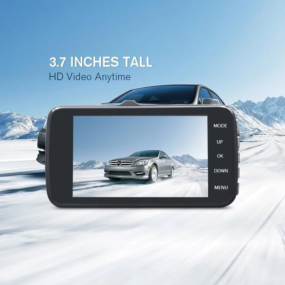 DVR Driving Monitor LCD 4 Inch Recorder Black Vehicle Dash Dual Cam Box Camera axGear