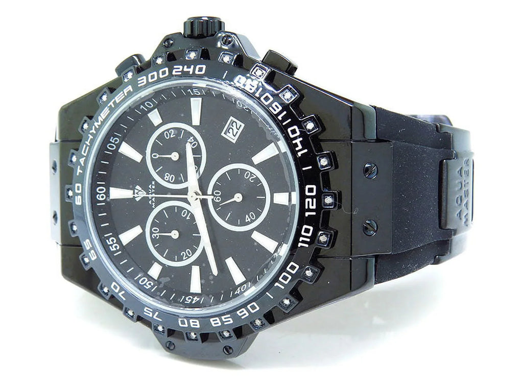 Mens Joe Rubber 48mm Jojo Signature 0.26ct Watch Band Black Rodeo