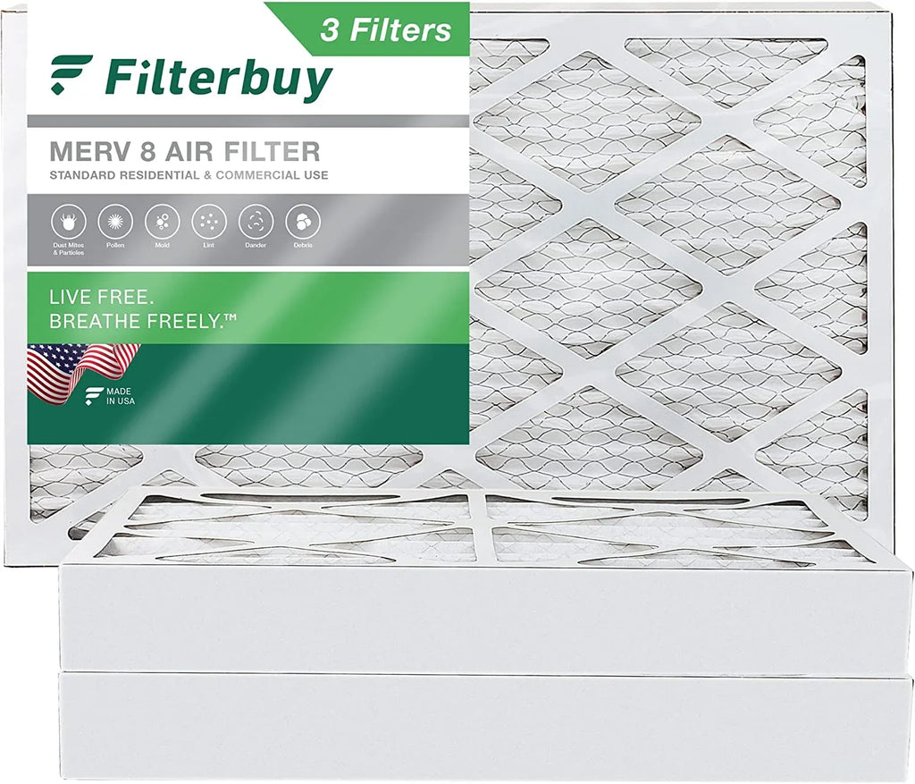 HVAC Pleated Filterbuy 10x25x4 (3-Pack) Air AC 8 Filters Furnace MERV