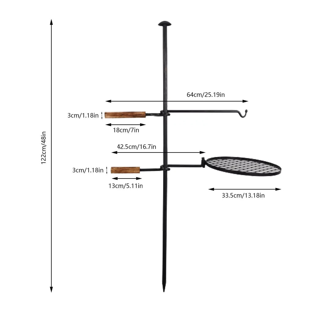 Outdoor Camping in1 BBQ Charcoal Grill Grill Swivel Fire Grill Adjustable Pit 2